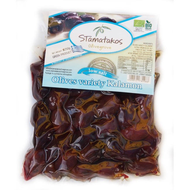 Masline Kalamata vidate cu continut redus de sare bio 250g Stamatakos Masline Kalamata vidate cu continut redus de sare bio 250g Stamatakos