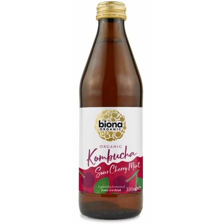 Kombucha cu visine si menta bio 330ml Biona Kombucha cu visine si menta bio 330ml Biona