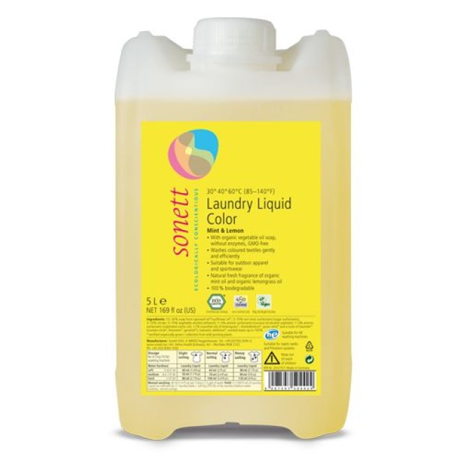 DETERGENT ECOLOGIC LICHID PT. RUFE COLORATE - MENTA SI LAMAIE 5L Sonett