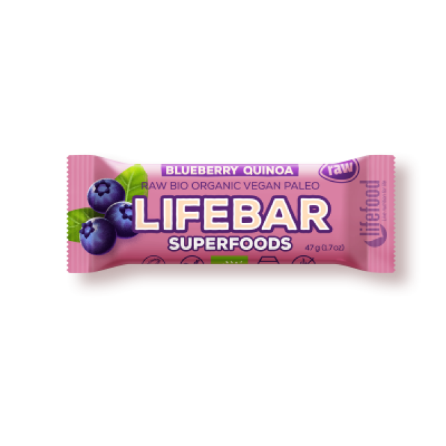 Lifebar plus baton cu afine si quinoa raw eco 47g