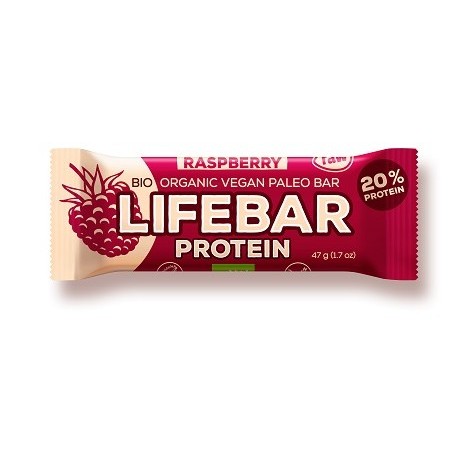 Lifebar baton proteic cu zmeura raw bio 47g Lifebar baton proteic cu zmeura raw bio 47g