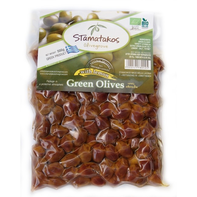 Masline verzi vidate bio 500g Stamatakos Masline verzi vidate bio 500g Stamatakos