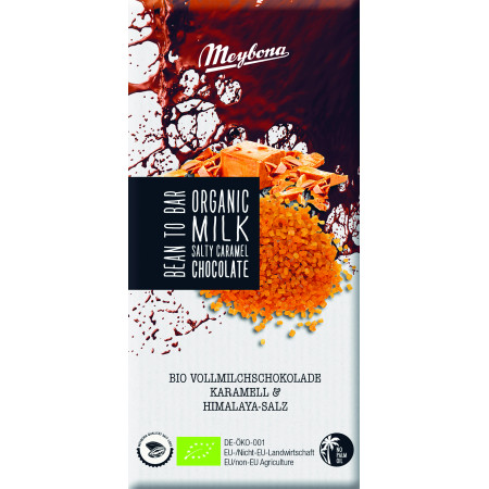 Ciocolata cu lapte si caramel sarat, bio, 100g, Meybona Ciocolata cu lapte si caramel sarat, bio, 100g, Meybona