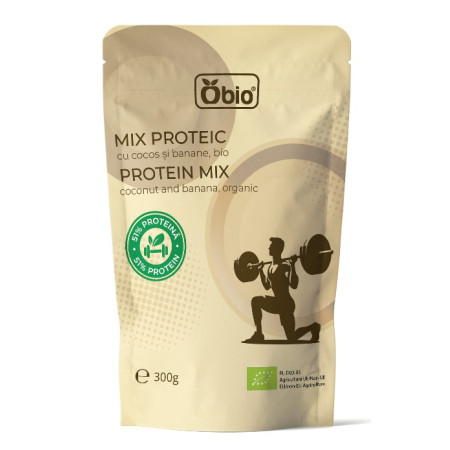 Mix proteic cu cocos si banane bio 300g Obio