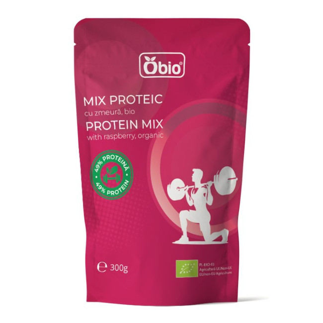 Mix proteic cu zmeura bio 300g Obio