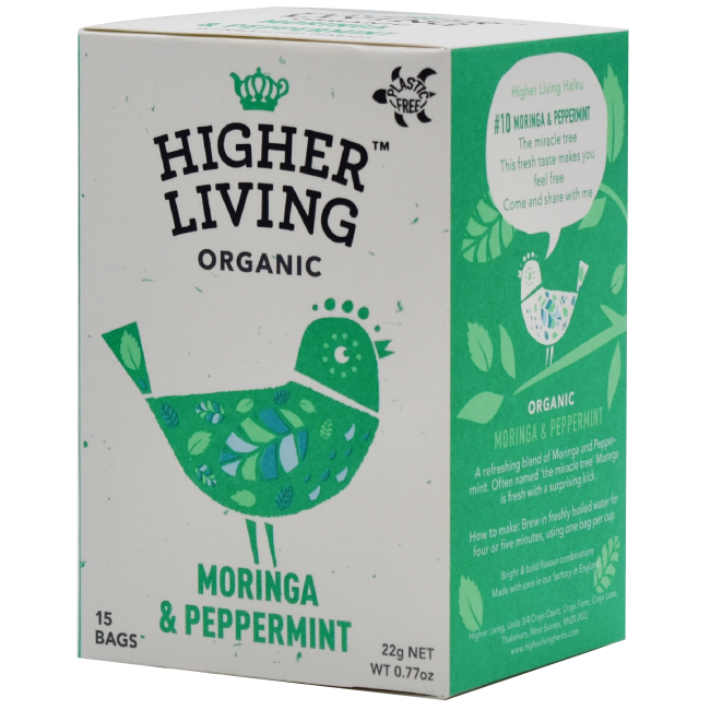 Ceai MORINGA si MENTA eco, 15 plicuri, Higher Living