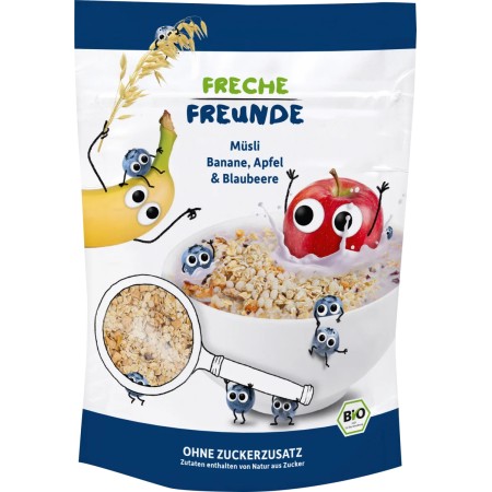 Musli cu banane, mere si afine bio 220g Erdbar Musli cu banane, mere si afine bio 220g Erdbar