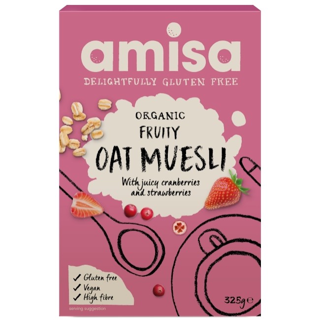 Muesli cu fructe si ovaz fara gluten eco 325g Amisa