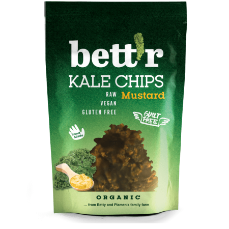 Chips din kale cu mustar raw eco 30g Bettr Chips din kale cu mustar raw eco 30g Bettr