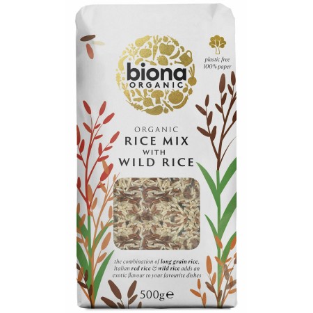 Orez mixt cu orez salbatic bio 500g Biona Orez mixt cu orez salbatic bio 500g Biona