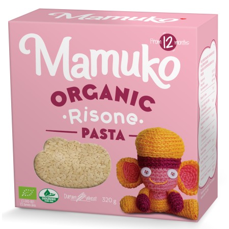 Paste in forma de graunte, pentru copii, din grau dur bio 320g Mamuko Paste in forma de graunte, pentru copii, din grau dur bio 320g Mamuko