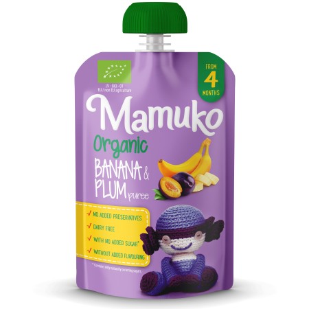 Piure de banane si prune bio 100g Mamuko Piure de banane si prune bio 100g Mamuko