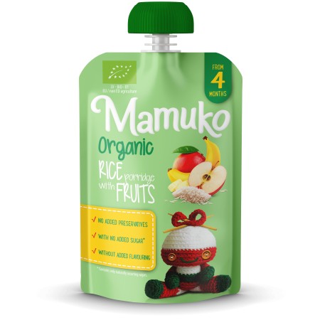 Porridge de orez cu fructe bio 100g Mamuko Porridge de orez cu fructe bio 100g Mamuko