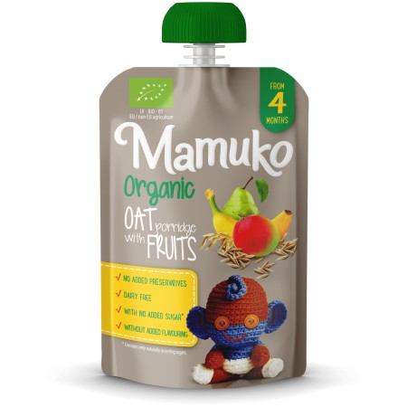 Porridge de ovaz cu fructe bio 100g Mamuko Porridge de ovaz cu fructe bio 100g Mamuko