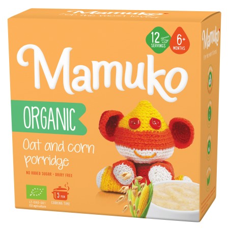 Porridge din 2 cereale ovaz si porumb bio, 6+ luni, 200g Mamuko Porridge din 2 cereale ovaz si porumb bio, 6+ luni, 200g Mamuko