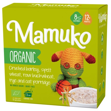 Porridge din 5 cereale orz, spelta, hrisca, secara si fulgi de ovaz bio, 12+ luni, 200g Mamuko Porridge din 5 cereale orz, spelta, hrisca, secara si fulgi de ovaz bio, 12+ luni, 200g Mamuko