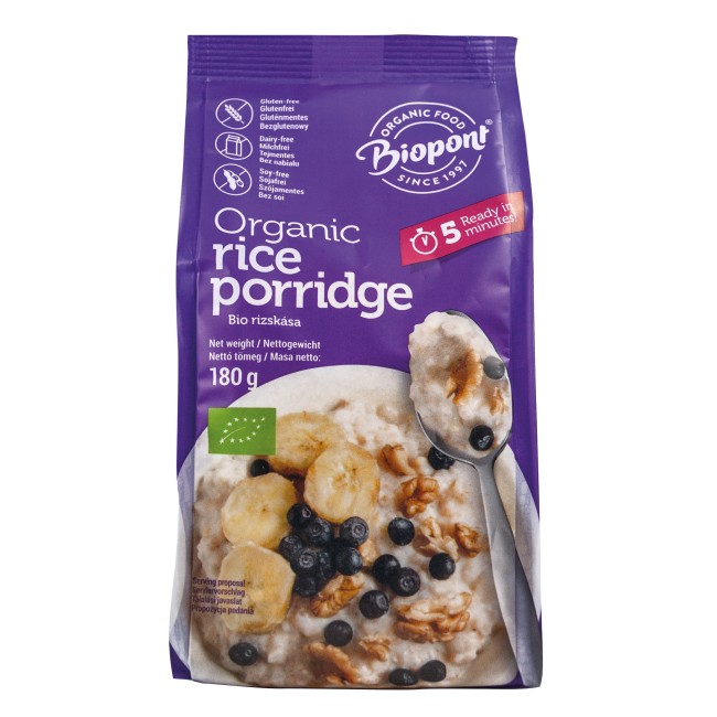 Porridge din orez, fara gluten, bio 180g Biopont