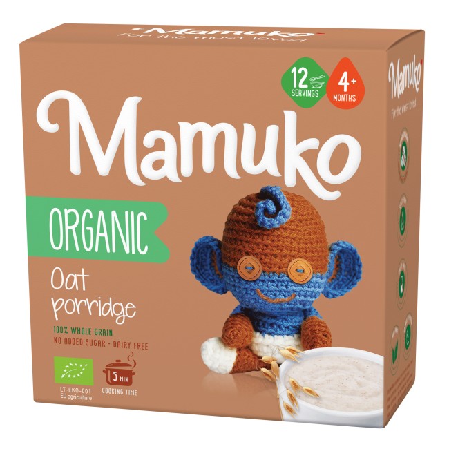 Porridge din ovaz bio, 4+ luni, 200g Mamuko