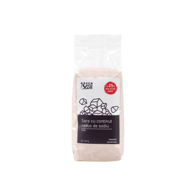 Sare cu continut redus de sodiu fina 500g Green Bliss Sare cu continut redus de sodiu fina 500g Green Bliss