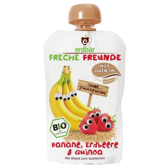 PIURE DE BANANE, CAPSUNI SI QUINOA BIO 100G Erdbar