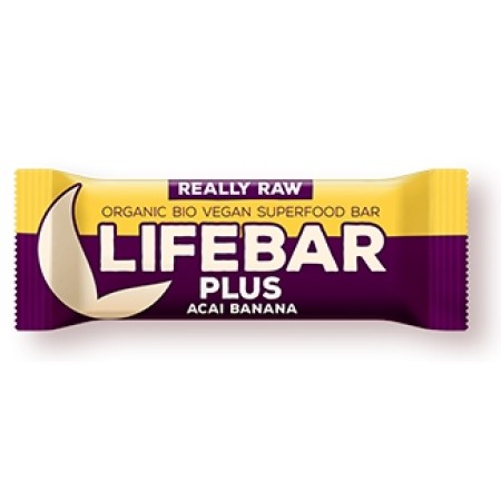 Lifebar plus baton cu acai si banane raw eco 47g Lifebar plus baton cu acai si banane raw eco 47g