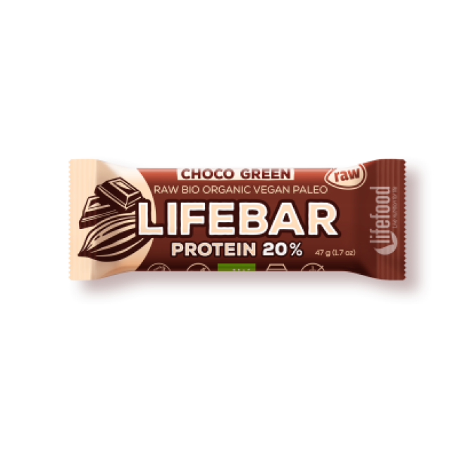 Lifebar plus baton cu ciocolata si proteine raw eco 47g