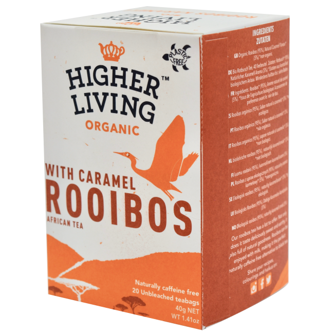 Ceai ROOIBOS si CARAMEL eco, 20 plicuri, Higher Living