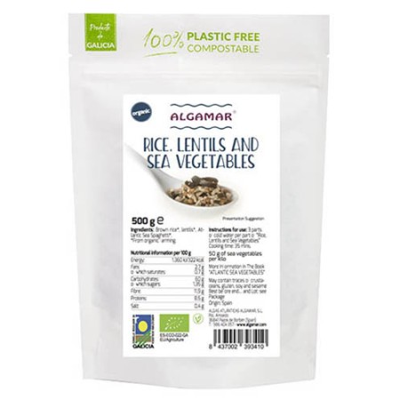 Orez si linte cu alge marine eco 500g Algamar Orez si linte cu alge marine eco 500g Algamar