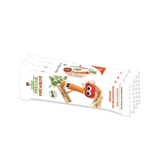 BATON DIN CEREALE CU MAR SI MORCOV BIO 4 BUC X 23G Erdbar BATON DIN CEREALE CU MAR SI MORCOV BIO 4 BUC X 23G Erdbar