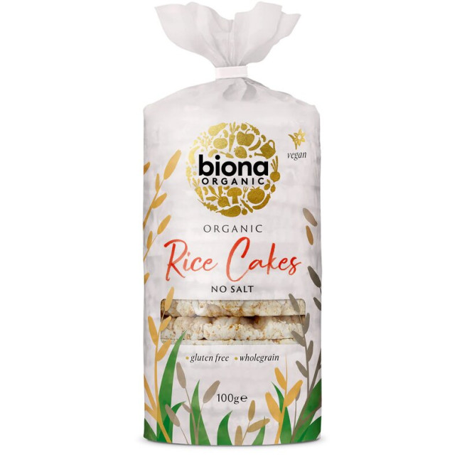 Rondele de orez integral expandat fara sare bio 100g Biona