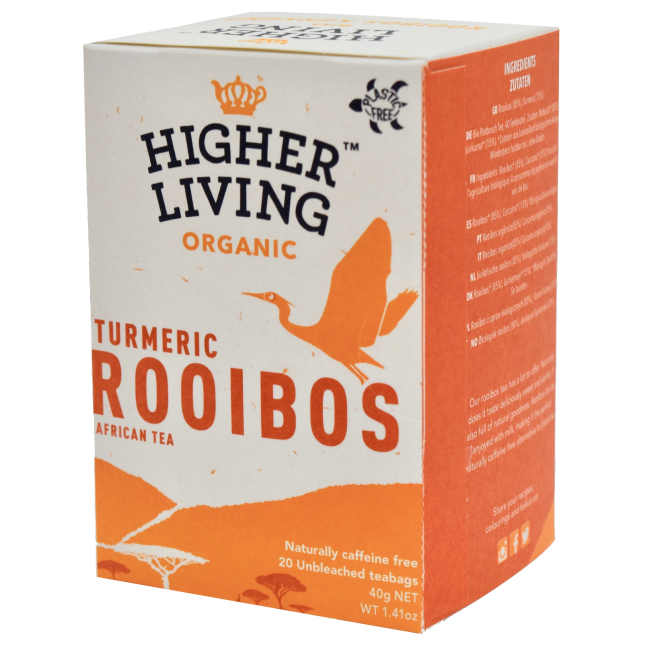 Ceai ROOIBOS si TURMERIC eco, 20 plicuri, Higher Living