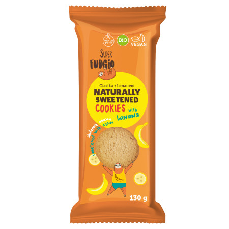 Biscuiti cu agave si banane bio 130g Super Fudgio Biscuiti cu agave si banane bio 130g Super Fudgio