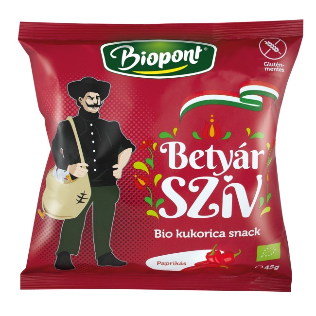 Snack din porumb cu boia, fara gluten, bio 45g Biopont