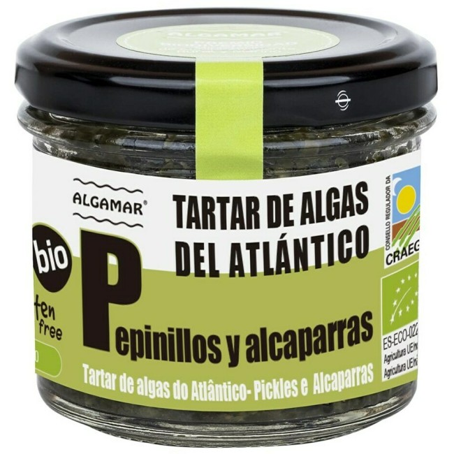 Tartar de alge marine cu castraveti murati si capere bio 100g Algamar