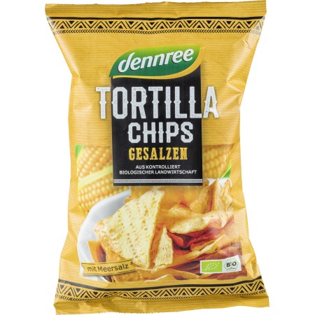 Tortilla chips cu sare bio 125g Dennree Tortilla chips cu sare bio 125g Dennree