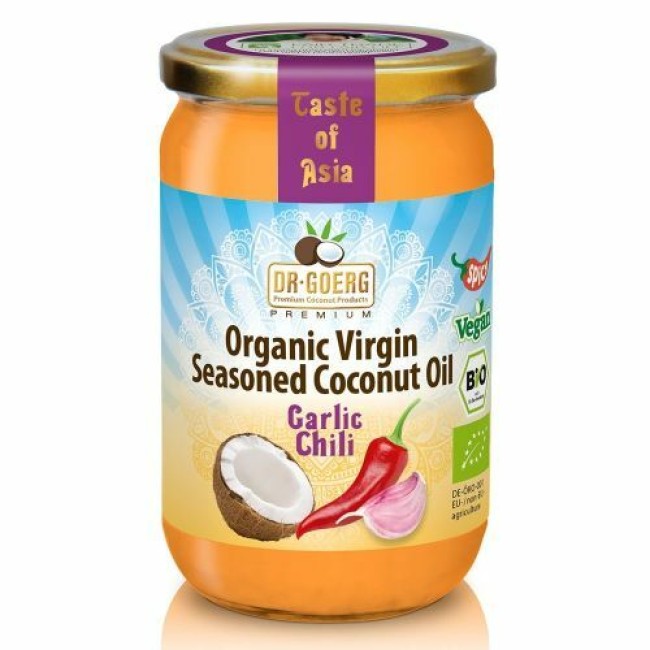 Ulei de cocos condimentat cu usturoi si chilli bio, 190ml Dr. Goerg