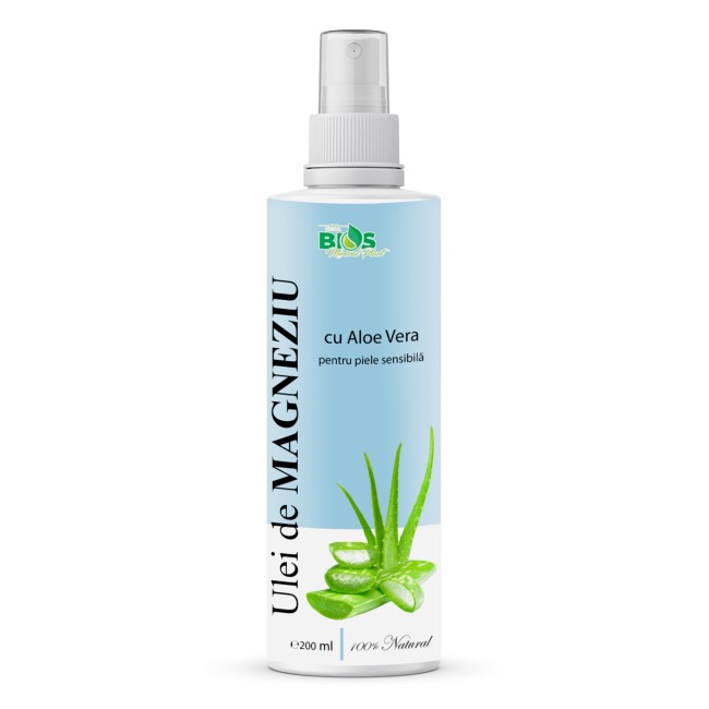 Ulei de Magneziu cu Aloe Vera, pentru piele sensibila, 200 ml, Bios Mineral Plant