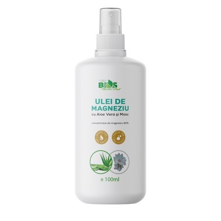 Ulei de magneziu, cu aloe vera si mosc, 100ml Bios Mineral Plant Ulei de magneziu, cu aloe vera si mosc, 100ml Bios Mineral Plant