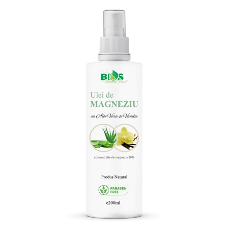 Ulei de Magneziu cu Aloe Vera si Vanilie, 200 ml Bios Mineral Plant Ulei de Magneziu cu Aloe Vera si Vanilie, 200 ml Bios Mineral Plant