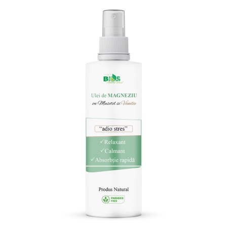 Ulei de Magneziu cu Musetel si Vanilie Adio Stres, 200 ml Bios Mineral Plant Ulei de Magneziu cu Musetel si Vanilie Adio Stres, 200 ml Bios Mineral Plant