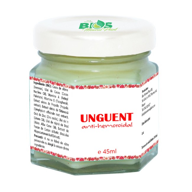 Unguent anti-hemoroidal, 45ml, Bios Mineral Plant