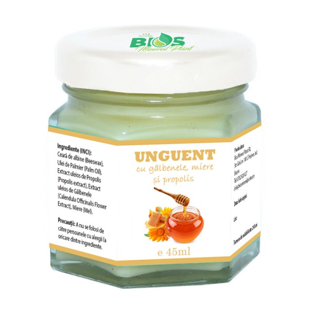 Unguent cu galbenele, miere si propolis, 45ml, Bios Mineral Plant