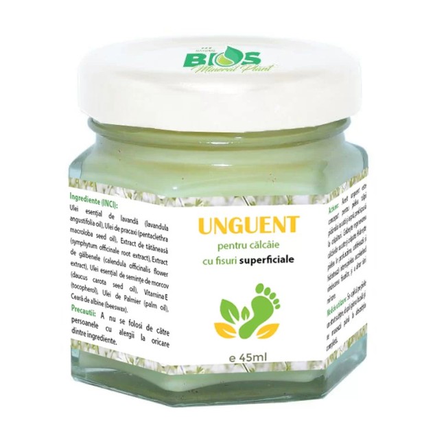 Unguent pentru calcaie cu fisuri superficiale, 100% natural, 45 ml, Bios Mineral Plant