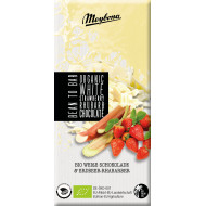 Ciocolata alba cu capsuni si rubarba, bio, 100g, Meybona