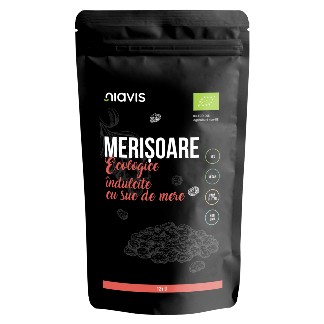 Merisoare Ecologice/BIO Indulcite cu Suc de Mere 125g