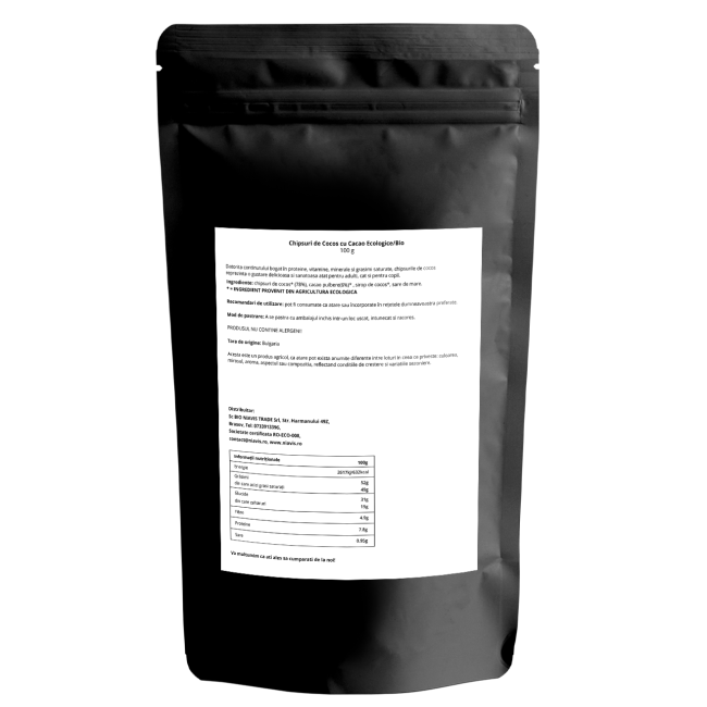 Chipsuri de Cocos cu Cacao Ecologice/Bio 100g Chipsuri de Cocos cu Cacao Ecologice/Bio 100g