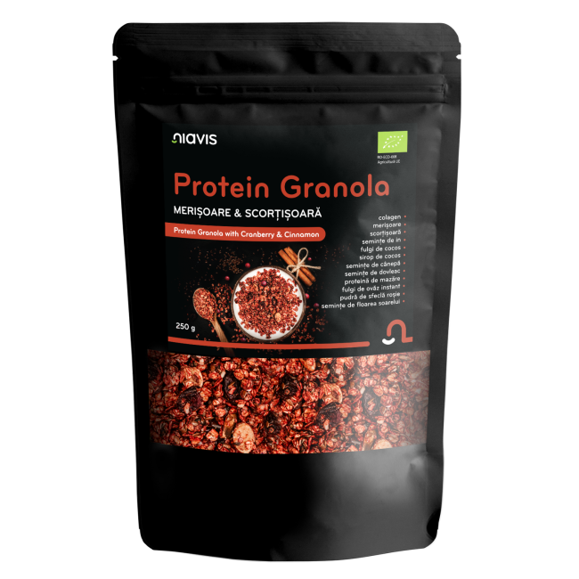 Protein Granola - Merisoare & Scortisoara Ecologica 250g Protein Granola - Merisoare & Scortisoara Ecologica 250g