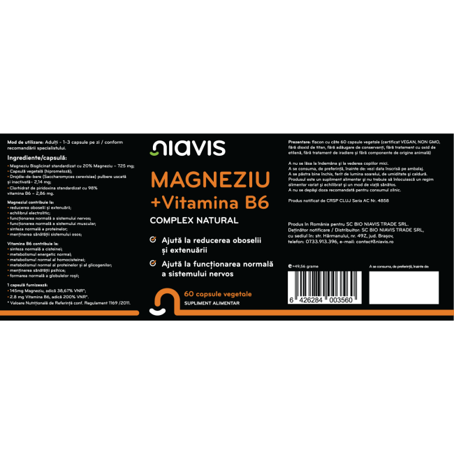 Magneziu + Vitamina B6 60cps