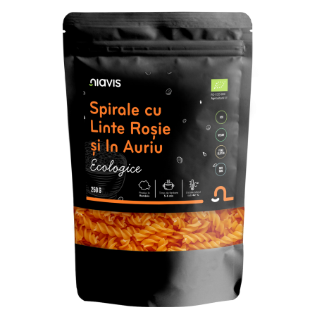 Spirale cu Linte Rosie si In Auriu Ecologice/BIO 250g Spirale cu Linte Rosie si In Auriu Ecologice/BIO 250g