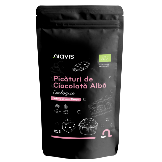 Picaturi de Ciocolata Alba Ecologice/BIO 125g Picaturi de Ciocolata Alba Ecologice/BIO 125g
